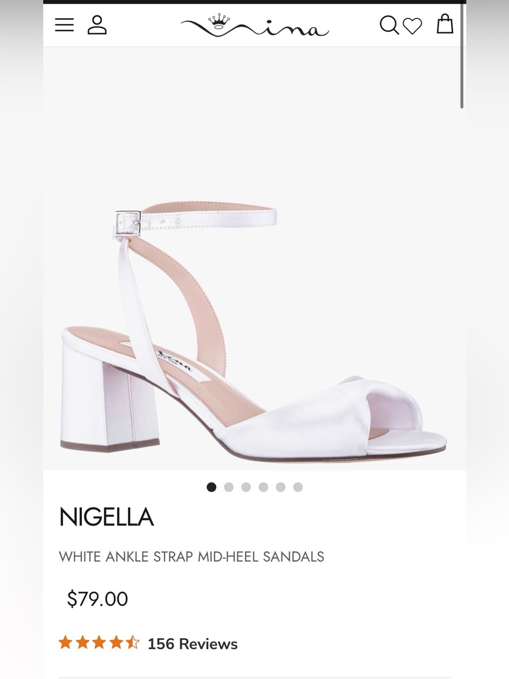 Nina Nigella White Ankle-Strap Mid-Heel Sandals